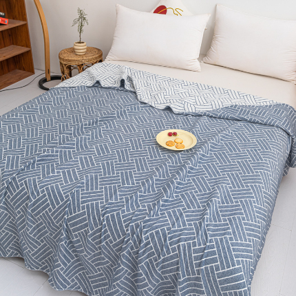 91家纺网 家纺一手货源 找家纺 （总）卡奥 2025款无印风日式水洗纯棉三层纱夏被毛巾被盖毯午睡毛毯