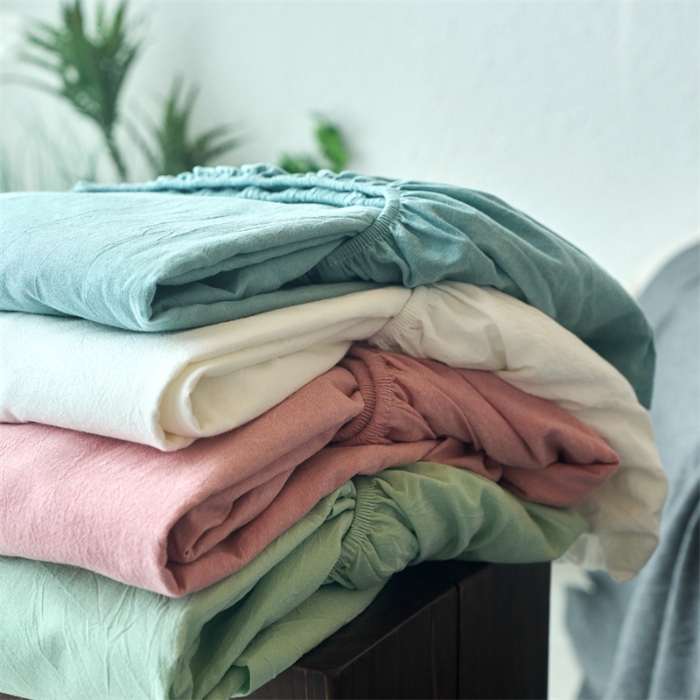 91家纺网 家纺一手货源 找家纺 （总）兰紫橙新款全棉色织全棉纯色水洗棉床笠		 		