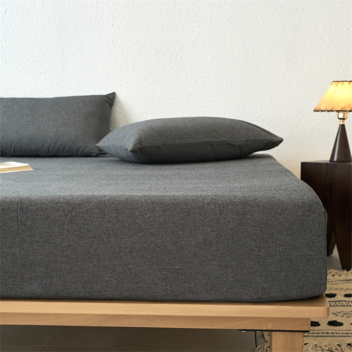 91家纺网 家纺一手货源 找家纺 （总）兰紫橙新款全棉色织全棉纯色水洗棉床笠		 		