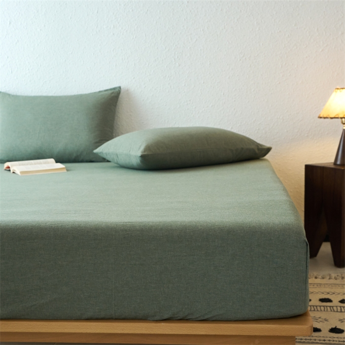 91家纺网 家纺一手货源 找家纺 （总）兰紫橙新款全棉色织全棉纯色水洗棉床笠		 		