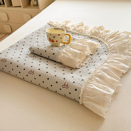 91家纺网 家纺一手货源 找家纺 （总）昊川 2025新款60支全棉双层纱酵素高温砂洗法式床盖