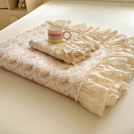 91家纺网 家纺一手货源 找家纺 （总）昊川 2025新款60支全棉双层纱酵素高温砂洗法式床盖