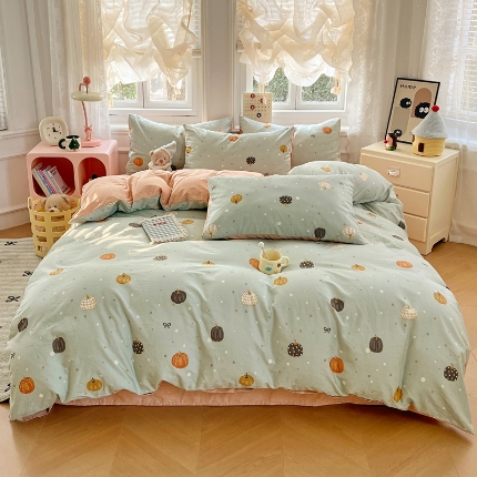 91家纺网 家纺一手货源 找家纺 （总）2025爆款精梳全棉四件套简约风印花亲肤米棉被单四季通用三件套