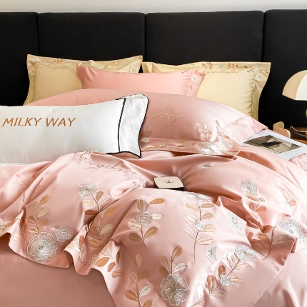 91家纺网 家纺一手货源 找家纺 （总）（总）星蕴家纺 2025新款喷气纯棉刺绣四件套-米兰