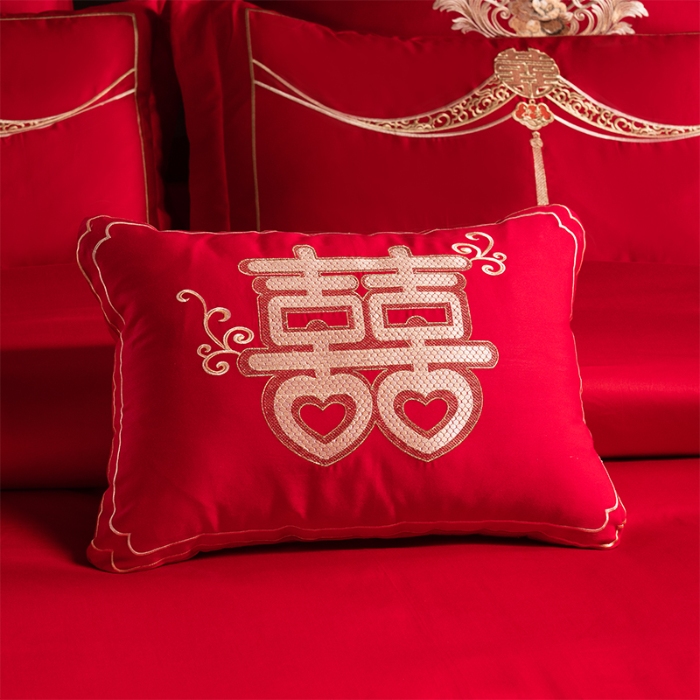 91家纺网 家纺一手货源 找家纺 博之洋婚庆 2025新款全棉长绒棉刺绣新中式婚庆系列多件套 牵手一生