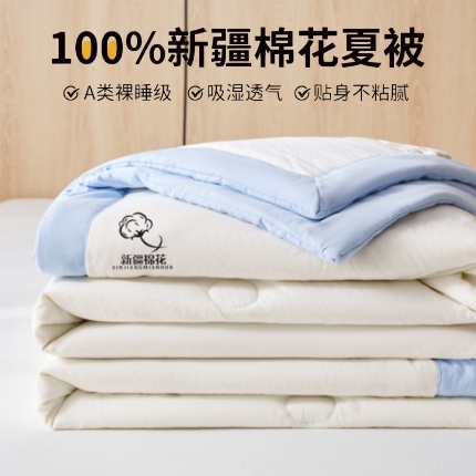 91家纺网 家纺一手货源 找家纺 （总）爱屋及屋 2025新款纯色撞色100%棉花填充夏被夏凉被空调被夏季可机洗薄被子被芯
