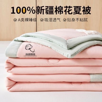91家纺网 家纺一手货源 找家纺 （总）爱屋及屋 2025新款纯色撞色100%棉花填充夏被夏凉被空调被夏季可机洗薄被子被芯
