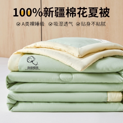 91家纺网 家纺一手货源 找家纺 （总）爱屋及屋 2025新款纯色撞色100%棉花填充夏被夏凉被空调被夏季可机洗薄被子被芯