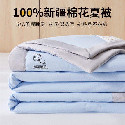 91家纺网 家纺一手货源 找家纺 （总）爱屋及屋 2025新款纯色撞色100%棉花填充夏被夏凉被空调被夏季可机洗薄被子被芯