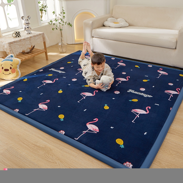 91家纺网 家纺一手货源 找家纺 玉清坊卡通牛奶绒榻榻米床垫地垫多功能垫子可定制任意尺寸 火烈鸟