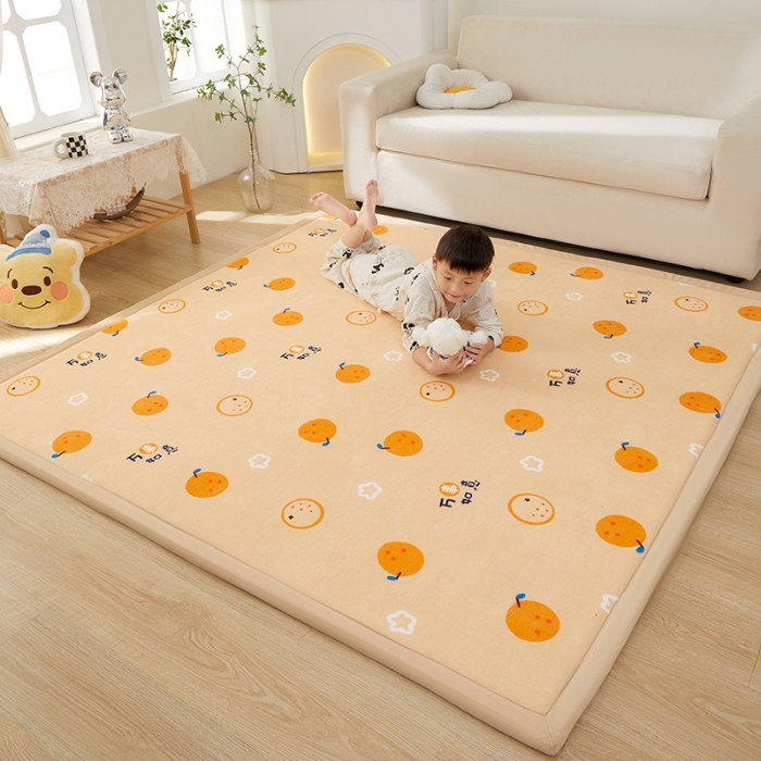 91家纺网 家纺一手货源 找家纺 玉清坊卡通牛奶绒榻榻米床垫地垫多功能垫子可定制任意尺寸 小橘子