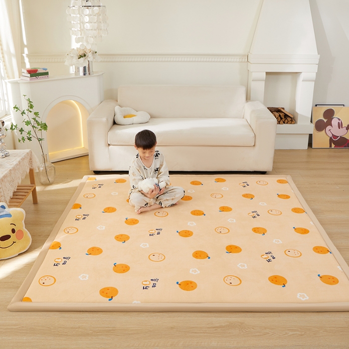 91家纺网 家纺一手货源 找家纺 玉清坊卡通牛奶绒榻榻米床垫地垫多功能垫子可定制任意尺寸 小橘子