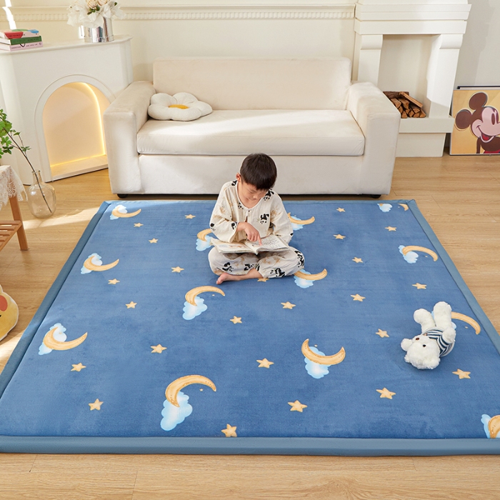 91家纺网 家纺一手货源 找家纺 玉清坊卡通牛奶绒榻榻米床垫地垫多功能垫子可定制任意尺寸 星空月