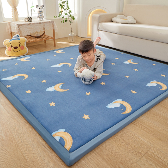 91家纺网 家纺一手货源 找家纺 玉清坊卡通牛奶绒榻榻米床垫地垫多功能垫子可定制任意尺寸 星空月