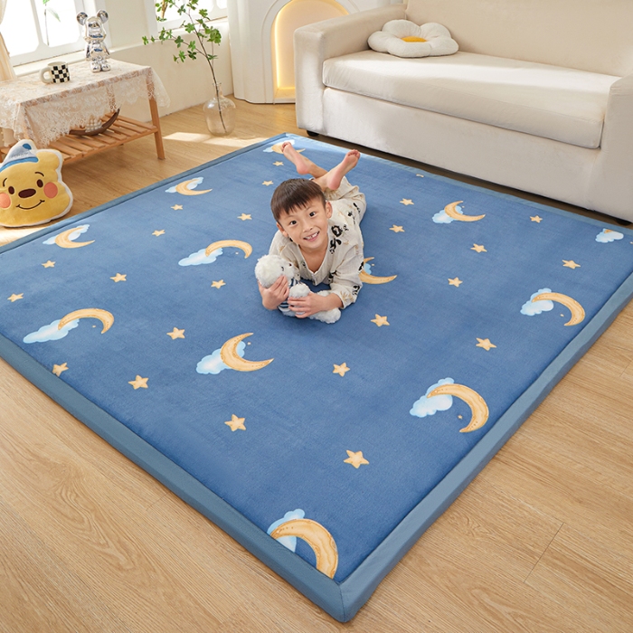 91家纺网 家纺一手货源 找家纺 玉清坊卡通牛奶绒榻榻米床垫地垫多功能垫子可定制任意尺寸 星空月