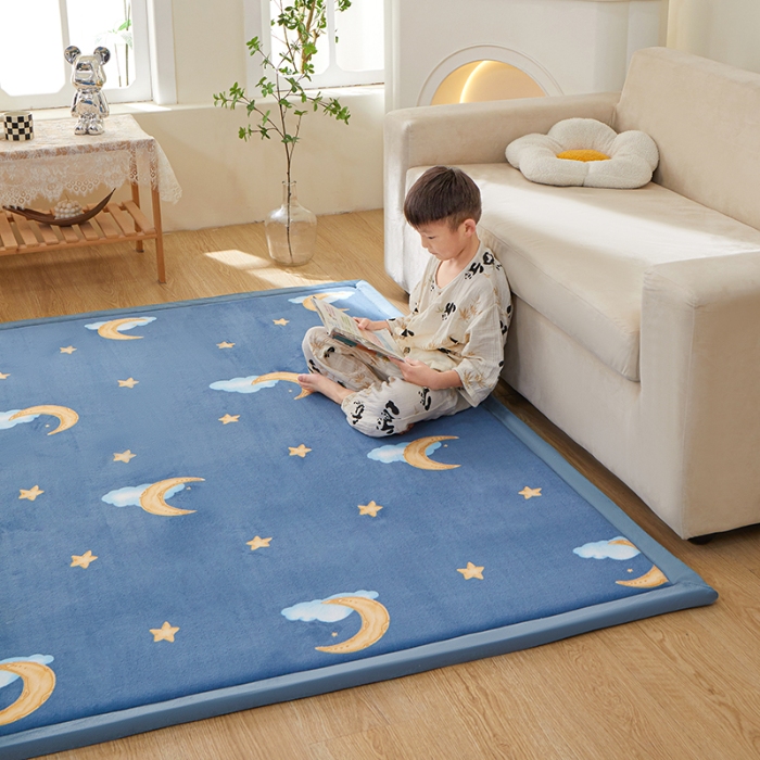 91家纺网 家纺一手货源 找家纺 玉清坊卡通牛奶绒榻榻米床垫地垫多功能垫子可定制任意尺寸 星空月