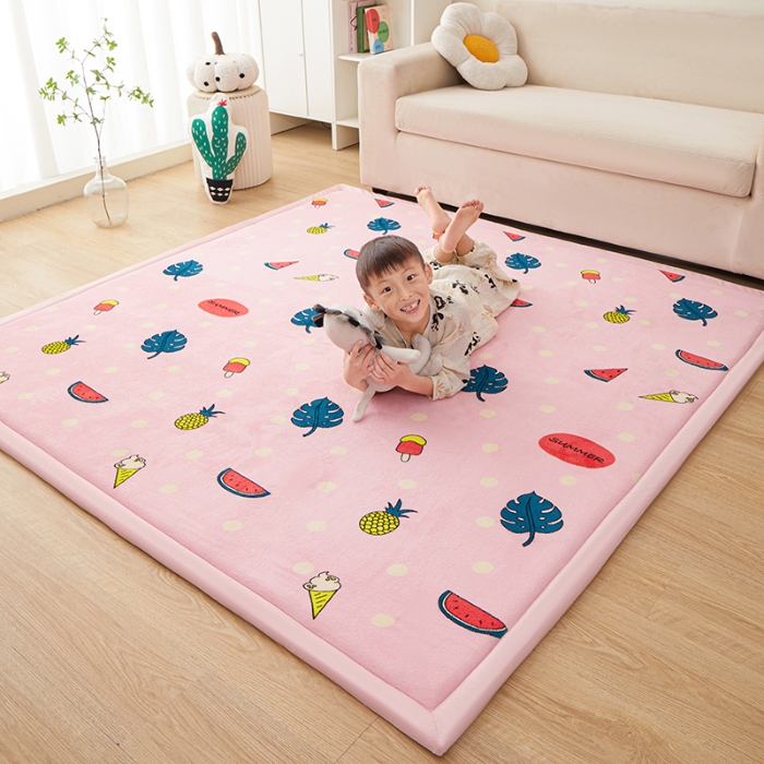 91家纺网 家纺一手货源 找家纺 玉清坊卡通牛奶绒榻榻米床垫地垫多功能垫子可定制任意尺寸 西瓜菠萝
