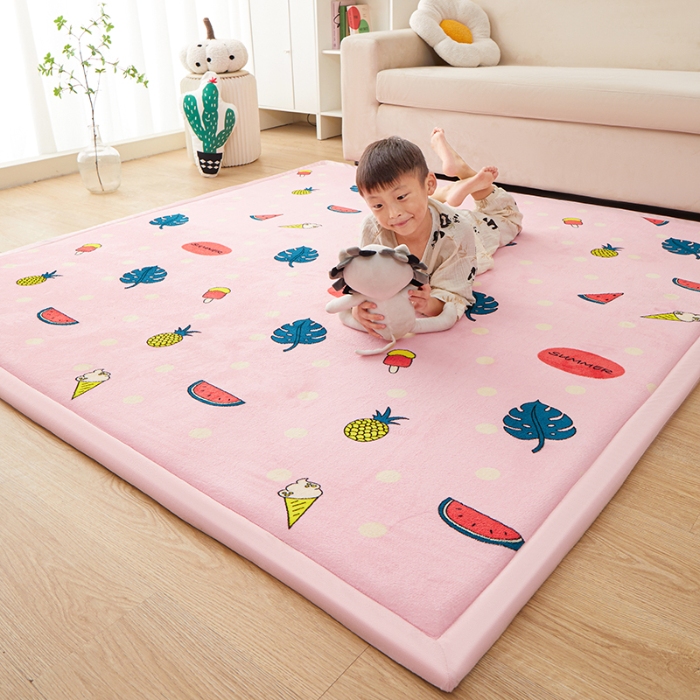91家纺网 家纺一手货源 找家纺 玉清坊卡通牛奶绒榻榻米床垫地垫多功能垫子可定制任意尺寸 西瓜菠萝