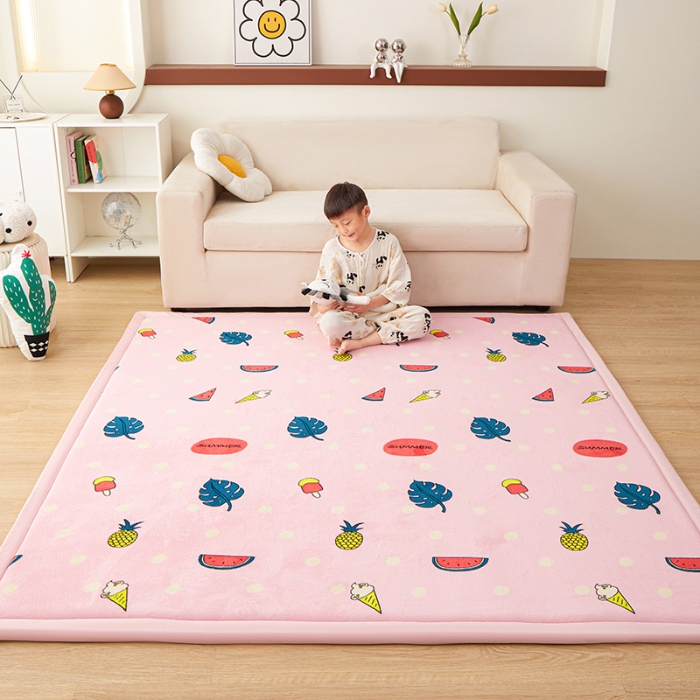 91家纺网 家纺一手货源 找家纺 玉清坊卡通牛奶绒榻榻米床垫地垫多功能垫子可定制任意尺寸 西瓜菠萝