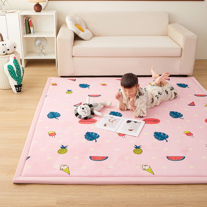91家纺网 家纺一手货源 找家纺 玉清坊卡通牛奶绒榻榻米床垫地垫多功能垫子可定制任意尺寸 西瓜菠萝
