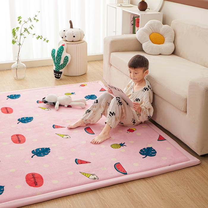 91家纺网 家纺一手货源 找家纺 玉清坊卡通牛奶绒榻榻米床垫地垫多功能垫子可定制任意尺寸 西瓜菠萝