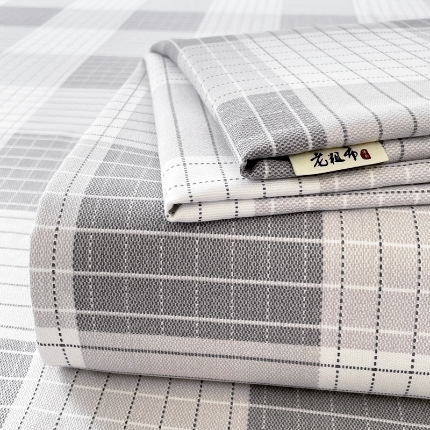 91家纺网 家纺一手货源 找家纺 （总）2025新款原棉老粗布三件套简约印花格子款夏凉被单枕套