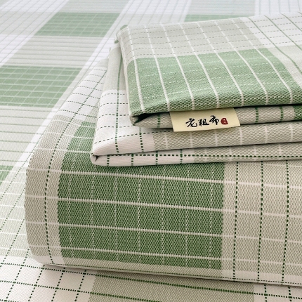 91家纺网 家纺一手货源 找家纺 （总）2025新款原棉老粗布三件套简约印花格子款夏凉被单枕套