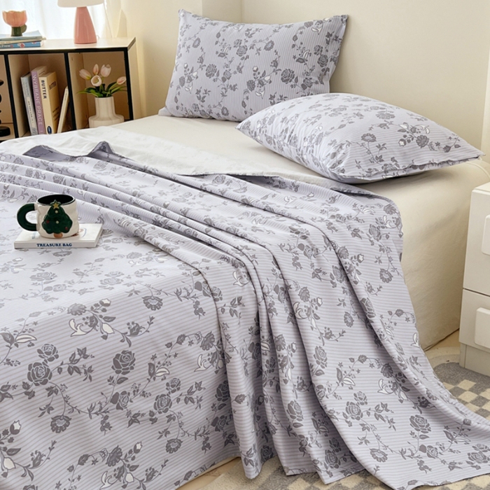 91家纺网 家纺一手货源 找家纺 （总）2025新款原棉老粗布三件套简约印花格子款夏凉被单枕套