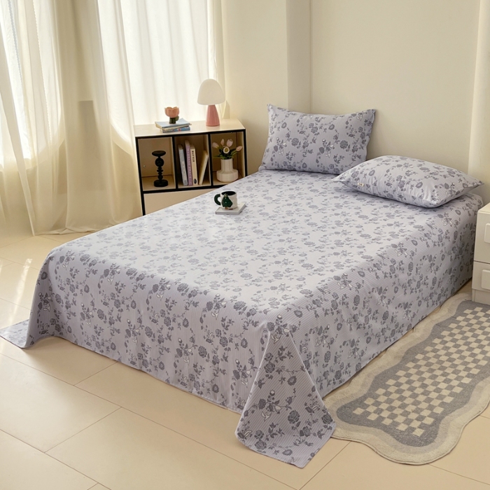 91家纺网 家纺一手货源 找家纺 （总）2025新款原棉老粗布三件套简约印花格子款夏凉被单枕套