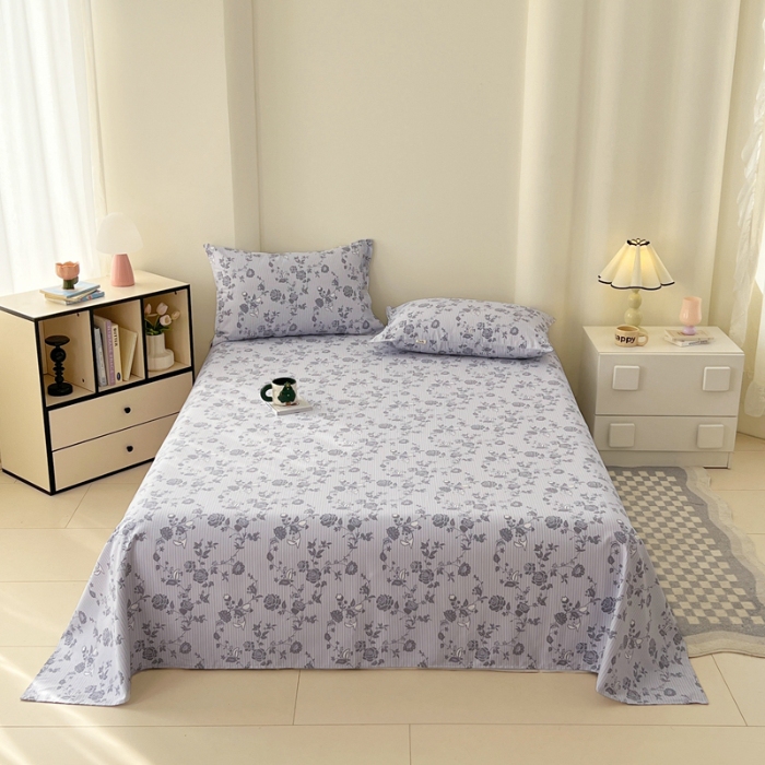 91家纺网 家纺一手货源 找家纺 （总）2025新款原棉老粗布三件套简约印花格子款夏凉被单枕套