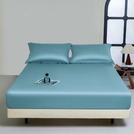 91家纺网 家纺一手货源 找家纺 秀色家纺 2024新品 A类100支双股长绒棉单品床笠 梦易-雾霾蓝