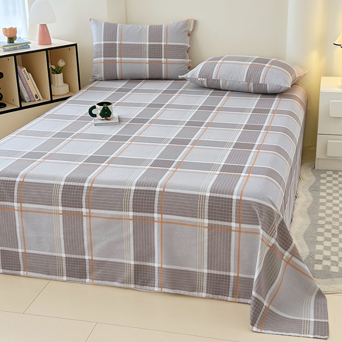 91家纺网 家纺一手货源 找家纺 （总）2025款夏季纽扣款原棉老粗布三件套简约印花床单扣四季通用床上用品