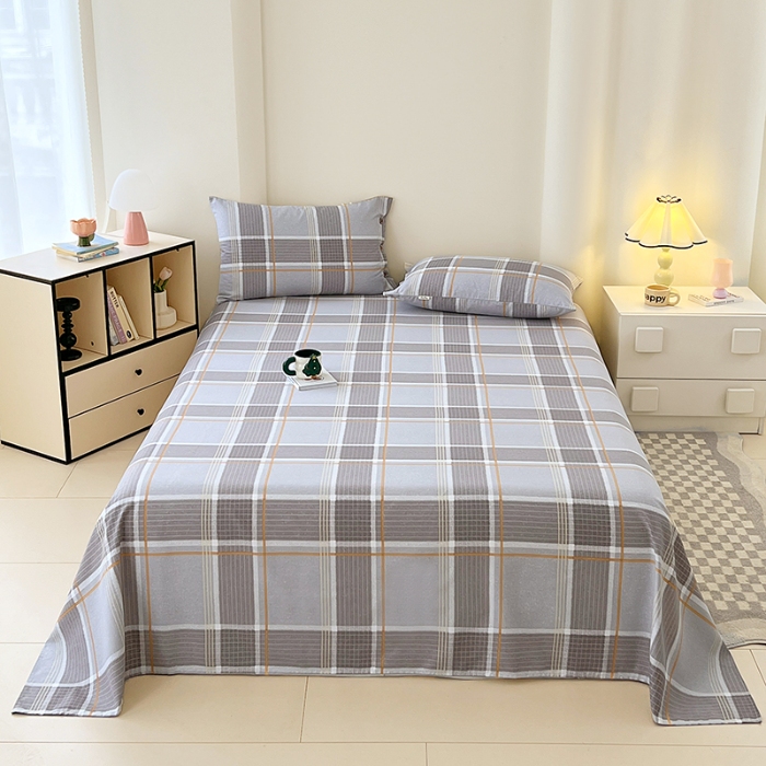 91家纺网 家纺一手货源 找家纺 （总）2025款夏季纽扣款原棉老粗布三件套简约印花床单扣四季通用床上用品