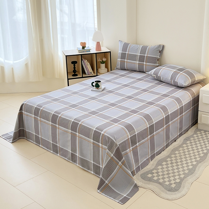 91家纺网 家纺一手货源 找家纺 （总）2025款夏季纽扣款原棉老粗布三件套简约印花床单扣四季通用床上用品