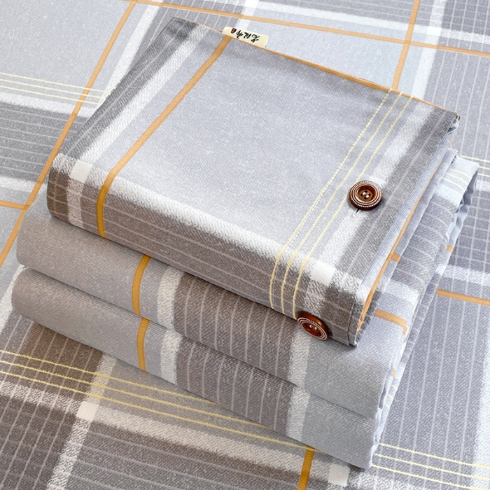 91家纺网 家纺一手货源 找家纺 （总）2025款夏季纽扣款原棉老粗布三件套简约印花床单扣四季通用床上用品