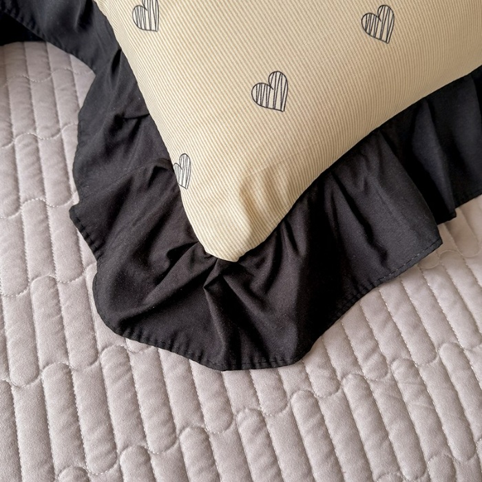 91家纺网 家纺一手货源 找家纺 漫布云家纺法式A类母婴级针织双层纱床盖款四件套赫本风全棉纯棉麻泡泡棉小竺棉超柔水洗棉床单床盖款 赫本风-爱心 