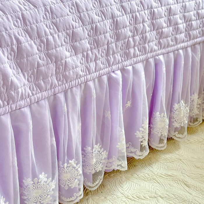 91家纺网 家纺一手货源 找家纺 苏米娜家纺2025春夏新品韩版甜美公主风超柔水洗棉床盖四件套刺绣针织棉双层纱纯棉棉麻全棉少女心夹棉床裙款夏被款床盖四件套 幻蝶-梦幻紫 