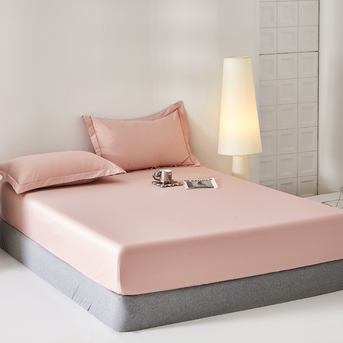 91家纺网 家纺一手货源 找家纺 （总）2025年新款100S全棉贡缎纯色长绒棉纯棉床笠（有质检报告，支持定制）