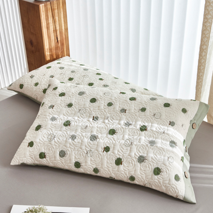 91家纺网 家纺一手货源 找家纺 （总）爱港家纺 2025新款全棉绗缝夹棉双面枕套 枕头套 四季款 隔汗隔脏