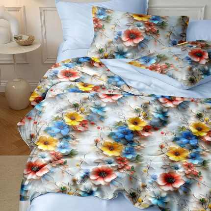 91家纺网 家纺一手货源 找家纺 （总）铠畅 面料仿锦氨凉感5D数码浮雕夏被四件套量大可谈