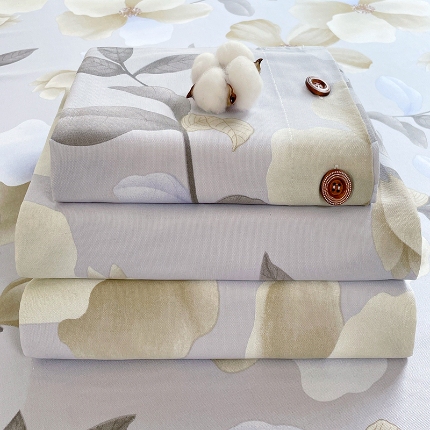 91家纺网 家纺一手货源 找家纺 （总）原棉老粗布三件套2025新款简约花卉空调凉被单亲肤舒适印花床单款