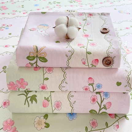 91家纺网 家纺一手货源 找家纺 （总）原棉老粗布三件套2025新款简约花卉空调凉被单亲肤舒适印花床单款