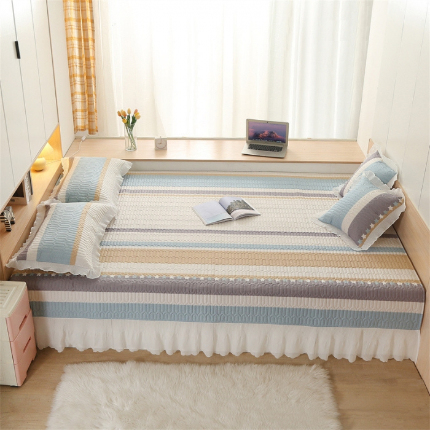 91家纺网 家纺一手货源 找家纺 （总）美优兰 2025新款全棉防滑榻榻米炕垫纯棉床盖三件套