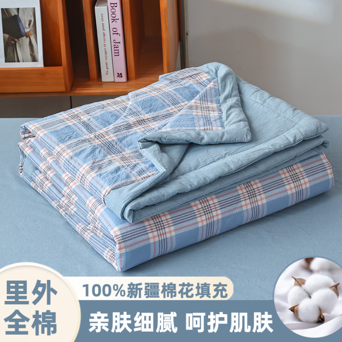 91家纺网 家纺一手货源 找家纺 圣尔雅家纺 2025新款里外全棉色织夏被新疆棉花被纯棉被子空调被夏凉被 艾玛条格