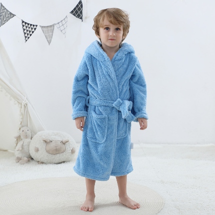 91家纺网 家纺一手货源 找家纺 （总）儿童睡袍吸水速干秋冬中大童加厚保暖浴衣男童女童卡通珊瑚绒浴袍