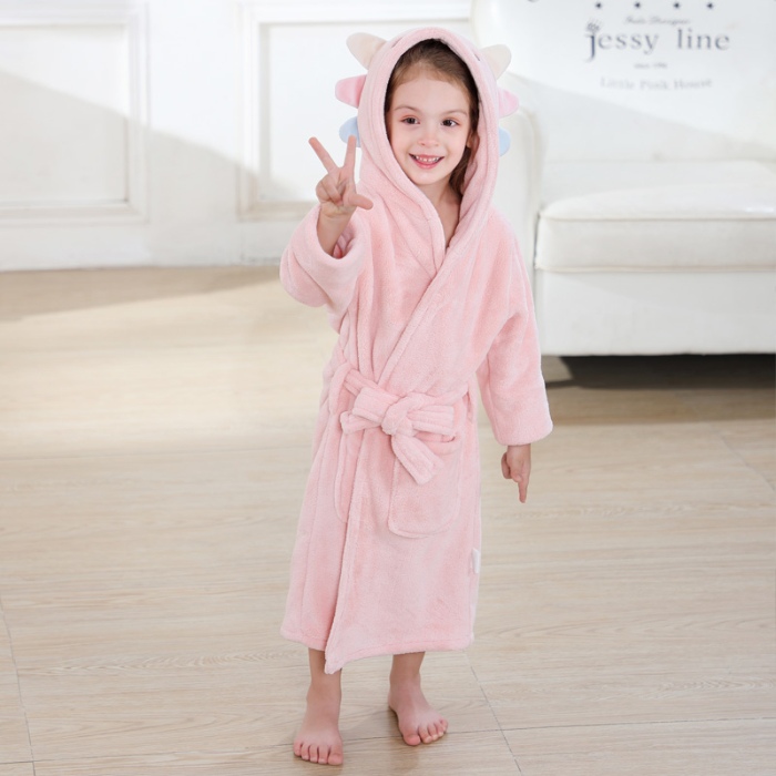 91家纺网 家纺一手货源 找家纺 （总）儿童睡袍吸水速干秋冬中大童加厚保暖浴衣男童女童卡通珊瑚绒浴袍