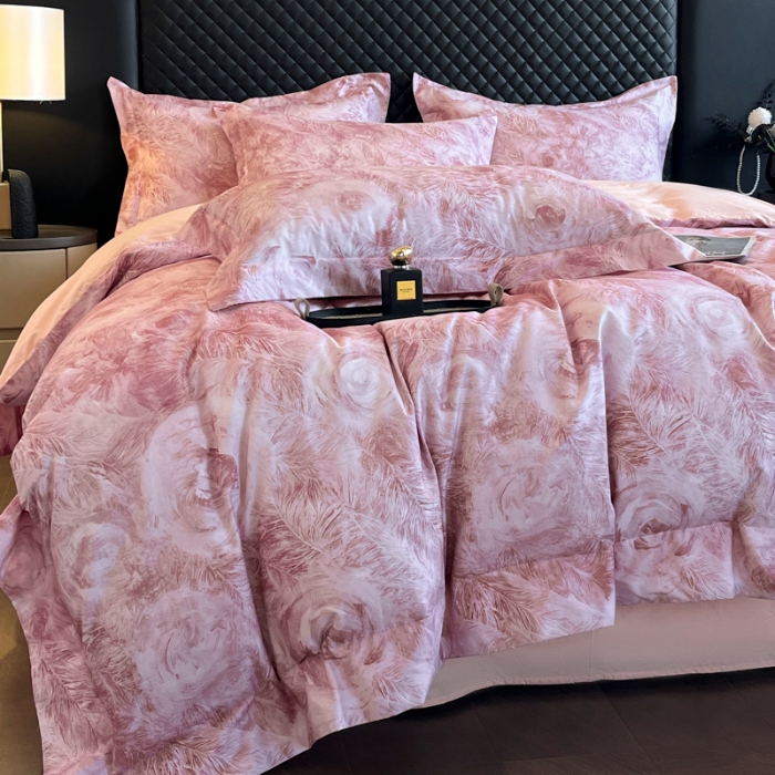 91家纺网 家纺一手货源 找家纺 （总）（控价）2025新款 专版花型 高克重A类 全棉长绒棉数码印花四件套-秘密花园