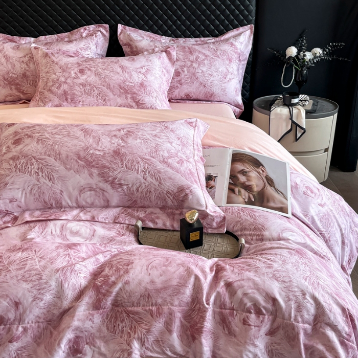 91家纺网 家纺一手货源 找家纺 （总）（控价）2025新款 专版花型 高克重A类 全棉长绒棉数码印花四件套-秘密花园