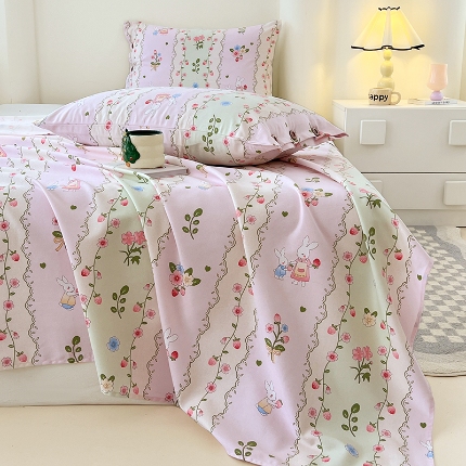 91家纺网 家纺一手货源 找家纺 （总）2025款原棉老粗布纽扣款三件套ins亲肤空调单被单四季通用加厚款