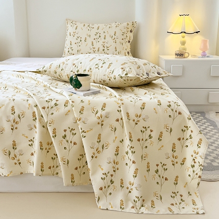 91家纺网 家纺一手货源 找家纺 （总）2025款原棉老粗布纽扣款三件套ins亲肤空调单被单四季通用加厚款